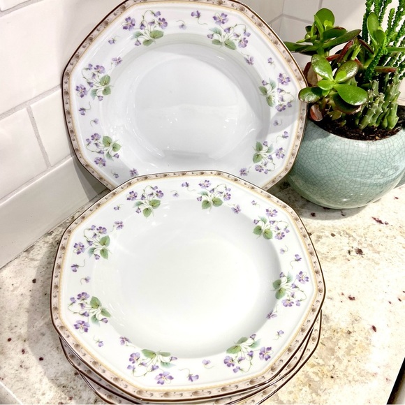 Dinner Set Gracious Soup Bowl Violeta Y0005 Set 4 Christopher Stuart Floral - Picture 5 of 8